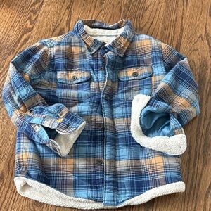 Cat & Jack Blue and Tan Plaid Kids Button Down Shirt